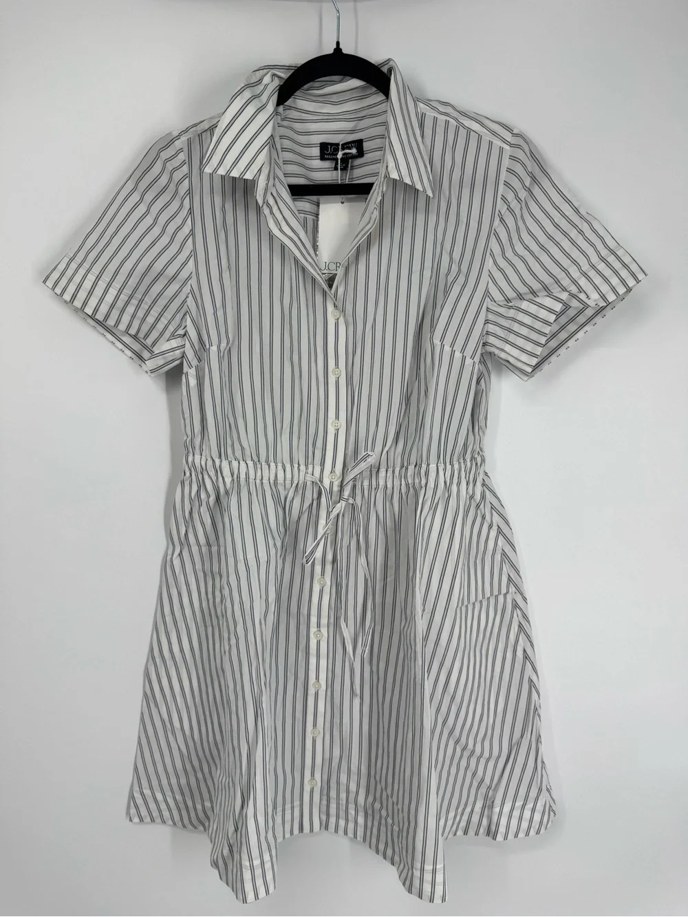 NWT J. Crew Cerise Mini Shirt Dress Striped Cotton Poplin Ivory Blue Size 6